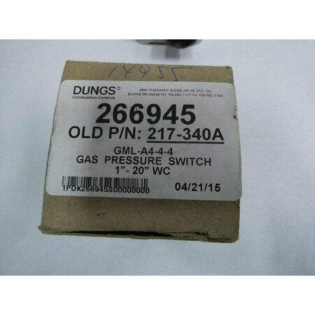 Dungs GAS 1/2IN 1-20IN-H2O 120V-AC PRESSURE SWITCH GML-A4-4-4 266945